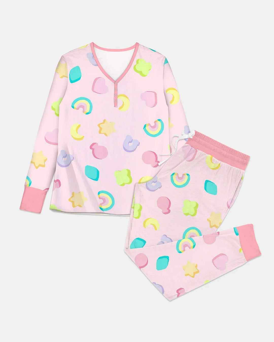Pastel Lucky Charms Scatter Bamboo Women Pajama Set