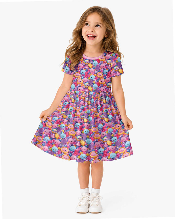 Rainbow Glitter Dumplings Bamboo Twirl Dress