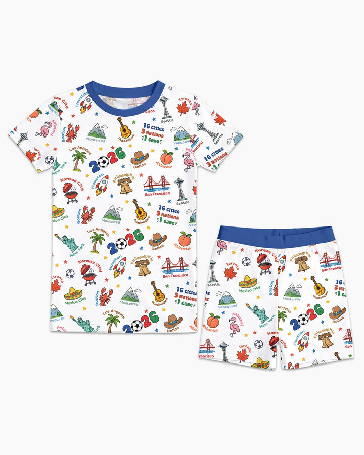 Soccer Cup Host Cities 2026 Bamboo Two Piece Short Sleeve Shorts Pajama Set