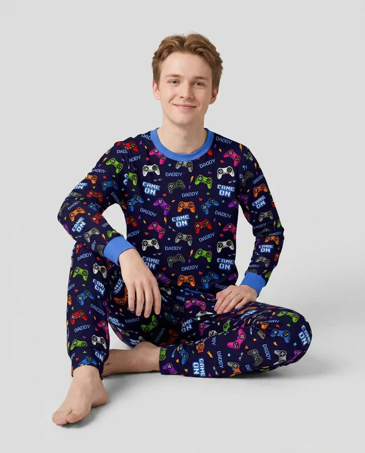 Custom Name Game On Family Matching Bamboo Men's Pajama Set