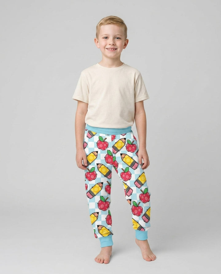 Checkered Apple Scribbles Bamboo Jogger