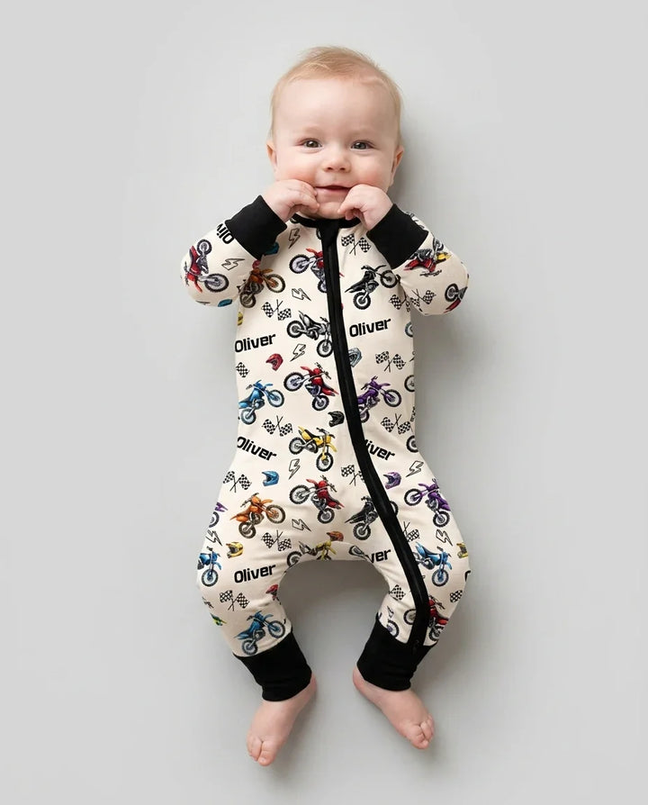 Custom Name Little Dirt Bike Rider Bamboo Convertible Zippy