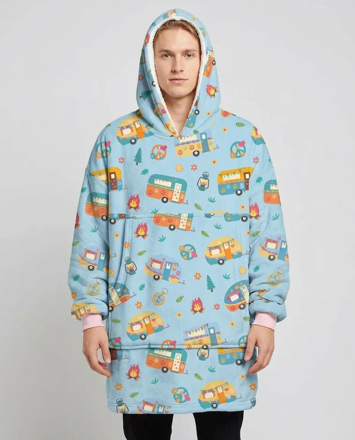 Happy Little Camper Bamboo Blanket Hoodie