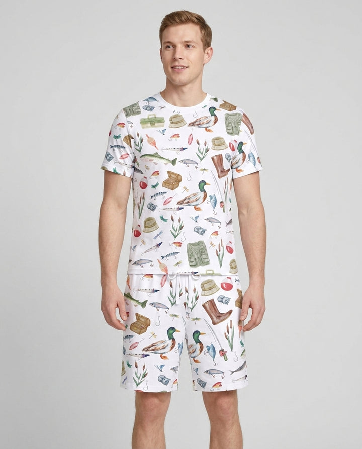 Daddy's Fishing Buddy Daddy& Me Matching Bamboo Men Short Sleeve Short Pajama Set