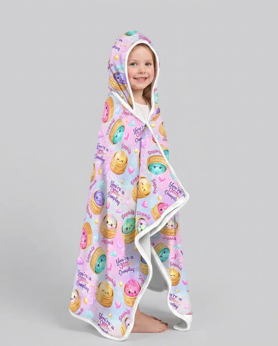 Custom Name You're A Glitter Dumpling Bamboo Wearable Hooded Blanket