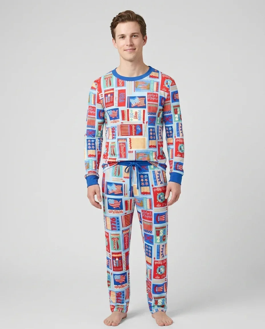Patriotic Matchbox Family Matching Bamboo Men's Pajama Set