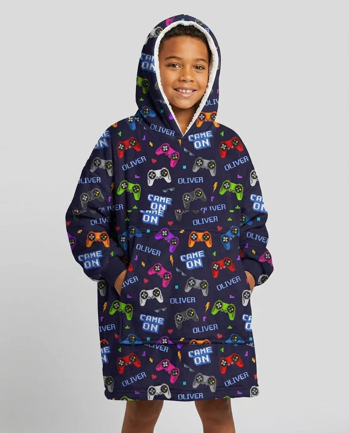 Custom Name Game On Family Matching Bamboo Blanket Hoodie