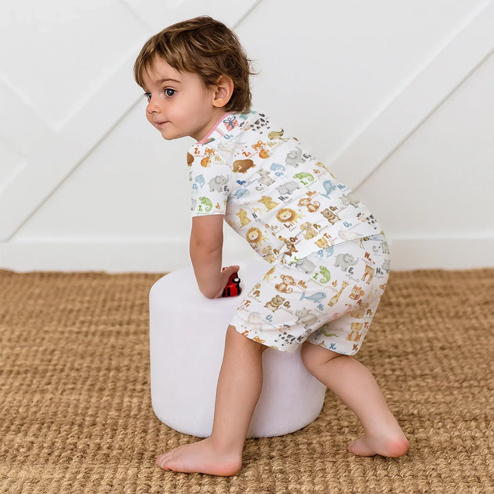Spanish Alphabet Bamboo Two Piece Short Sleeve Shorts Pajama Set