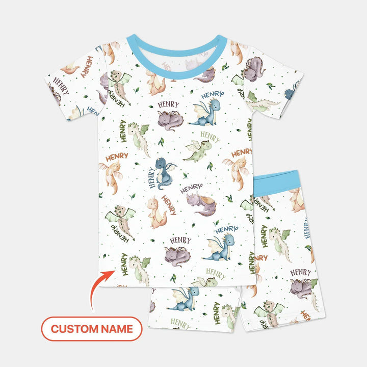 Sweet Baby Dragons Custom Name Bamboo Two Piece Short Sleeve Shorts Pajama Set