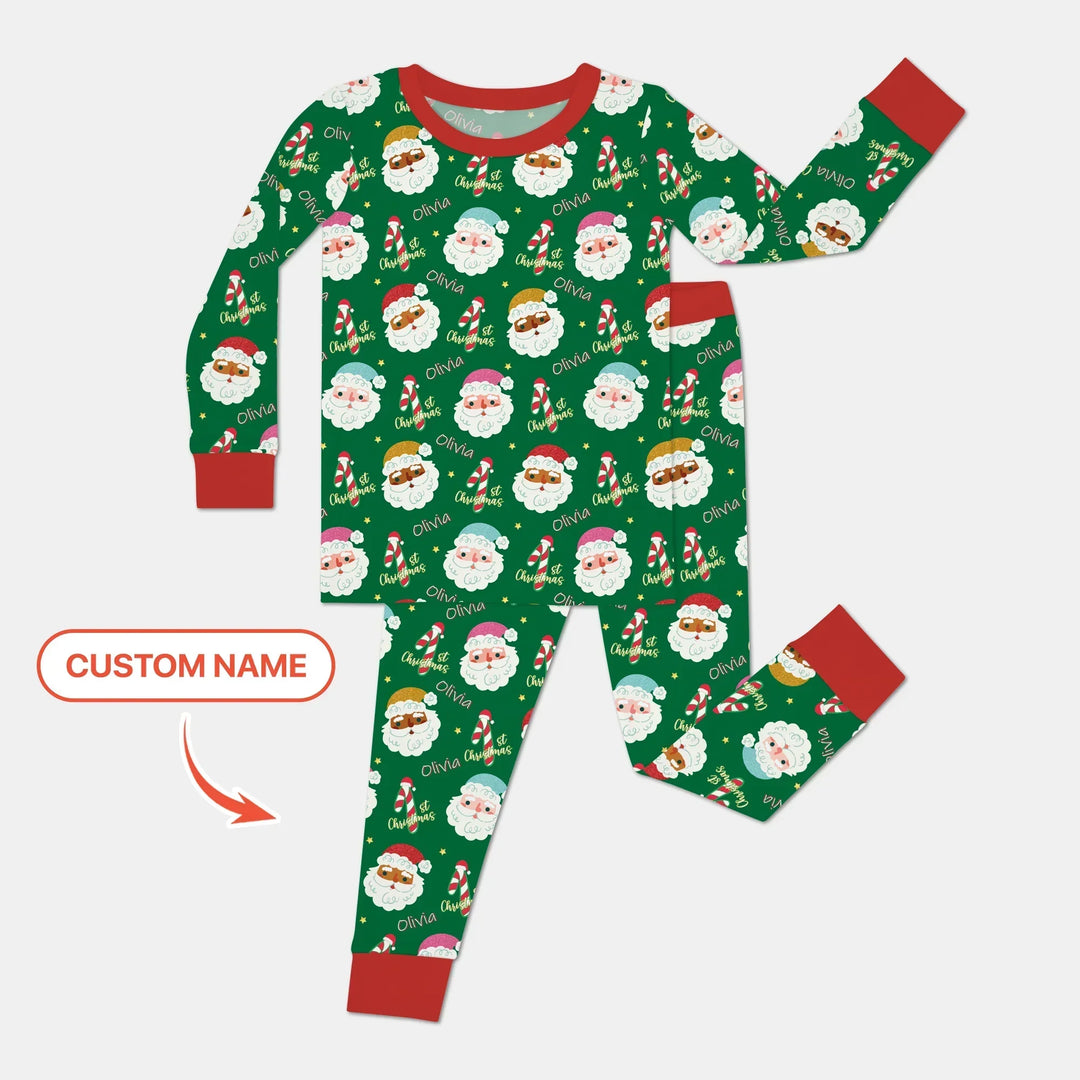 Personalized 1st Christmas Two Piece Long Sleeve Pajama Set , Personalized 1st Christmas Two Piece Long Sleeve Pajama Set - 12-18M