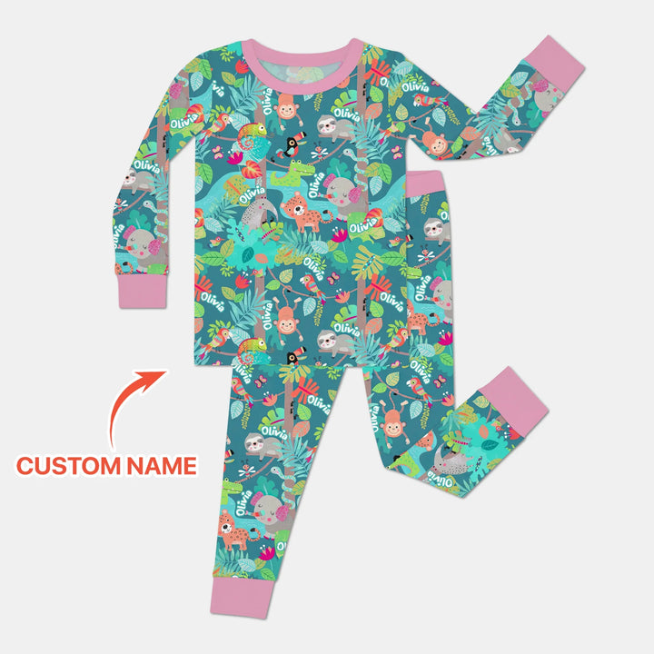 Jungle Buddy Adventure Bamboo Two Piece Long Sleeve Pajama Set