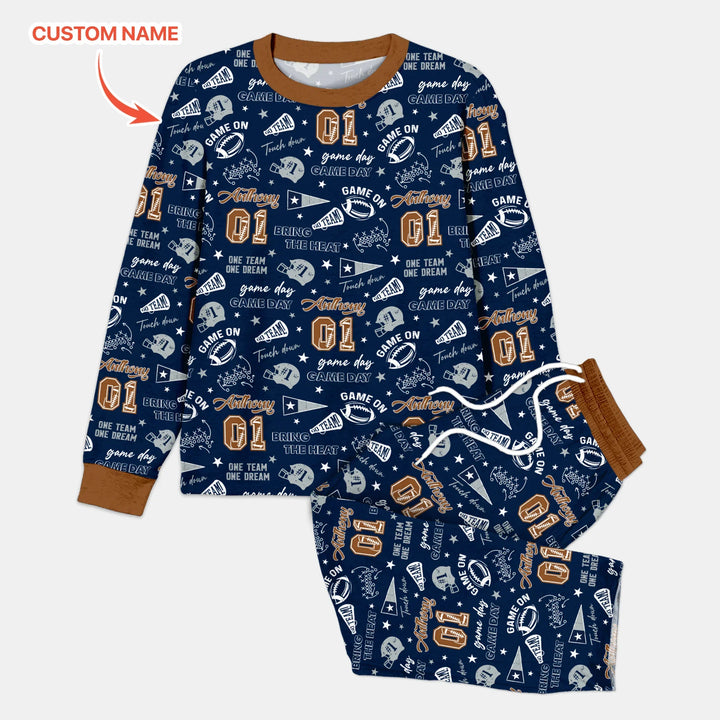 Custom Name Football Game Day Bamboo Men's Pajama Set