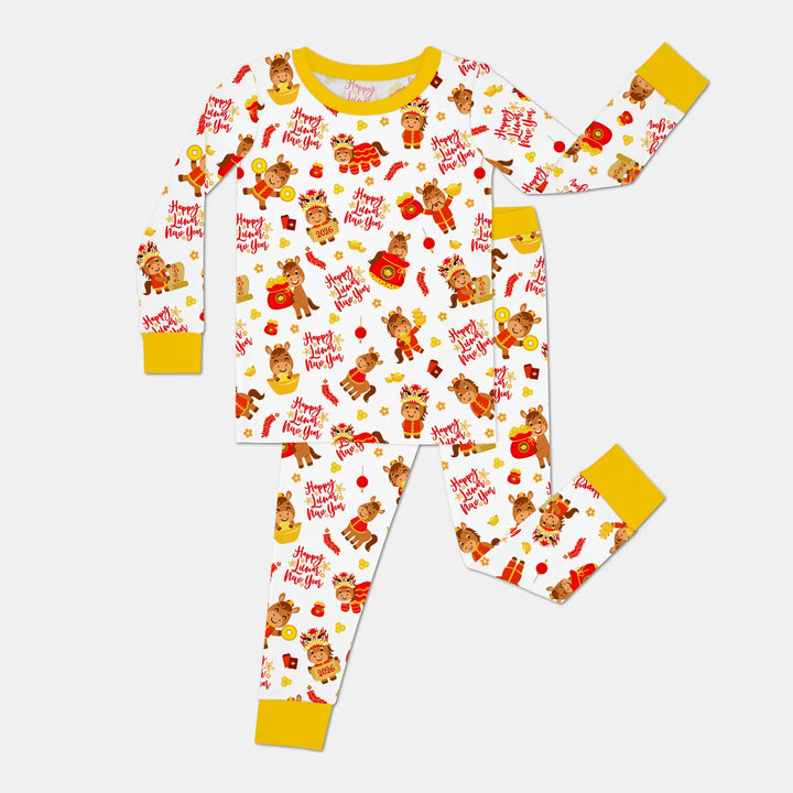 Year of the Horse Bamboo Two Piece Long Sleeve Pajama Set
