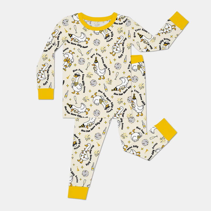 New Year Silly Goose Bamboo Two Piece Long Sleeve Pajama Set