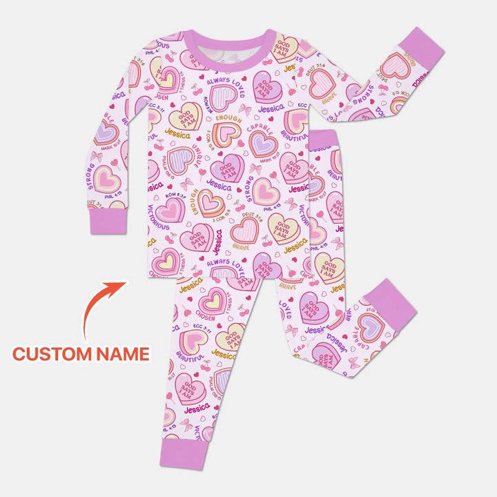 God Says I Am Sweet Heart Matching Mommy & Baby Bamboo Two Piece Long Sleeve Pajama Set