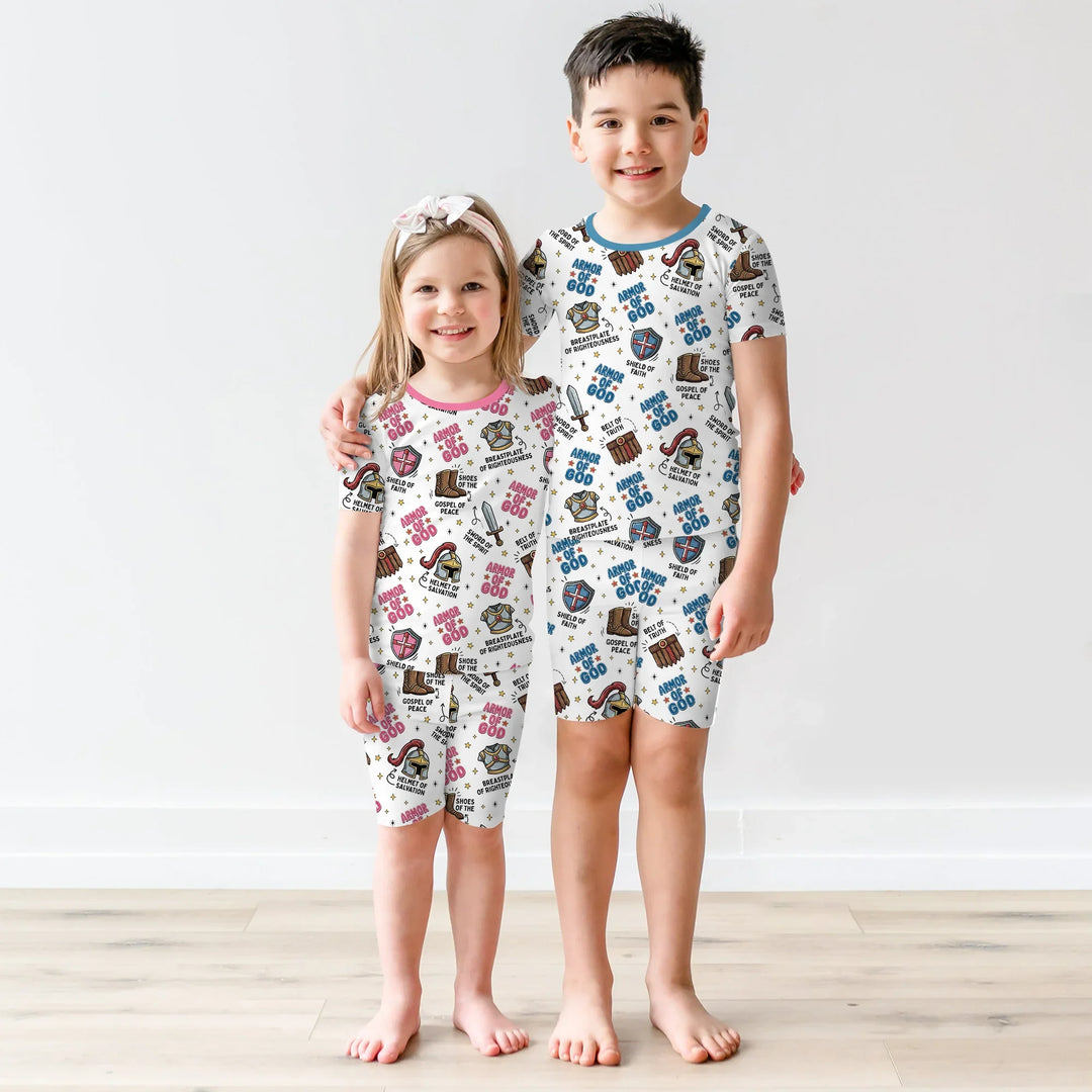Armor of God Bamboo Two Piece Short Sleeve Shorts Pajama Set