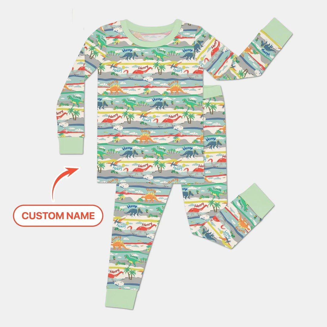 Jurassic Playground Bamboo Two Piece Long Sleeve Pajama Set