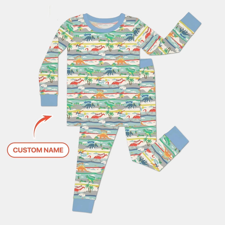 Jurassic Playground Bamboo Two Piece Long Sleeve Pajama Set
