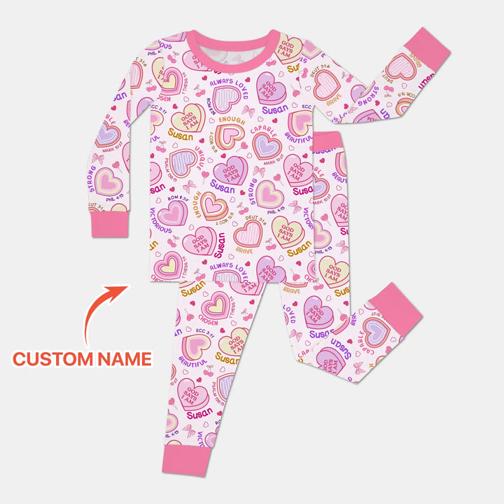God Says I Am Sweet Heart Matching Mommy & Baby Bamboo Two Piece Long Sleeve Pajama Set