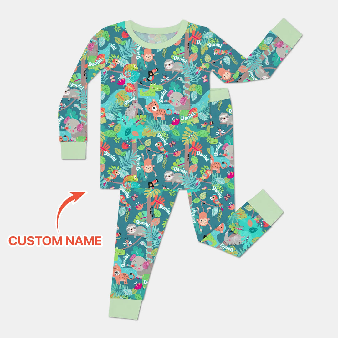 Jungle Buddy Adventure Bamboo Two Piece Long Sleeve Pajama Set