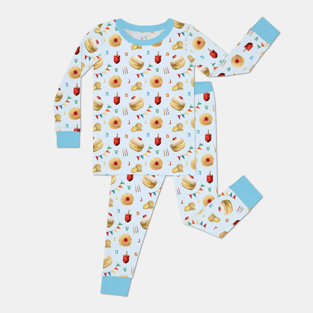 Hanukkah Donuts Two Piece Long Sleeve Pajama Set , Hanukkah Donuts Two Piece Long Sleeve Pajama Set - 12-18M / Blue