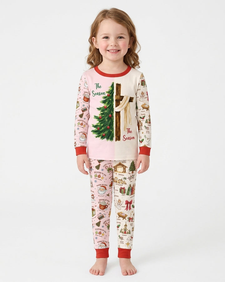 Jesus Is The Reason For The Season Family Matching Bamboo Two Piece Long Sleeve Pajama Set