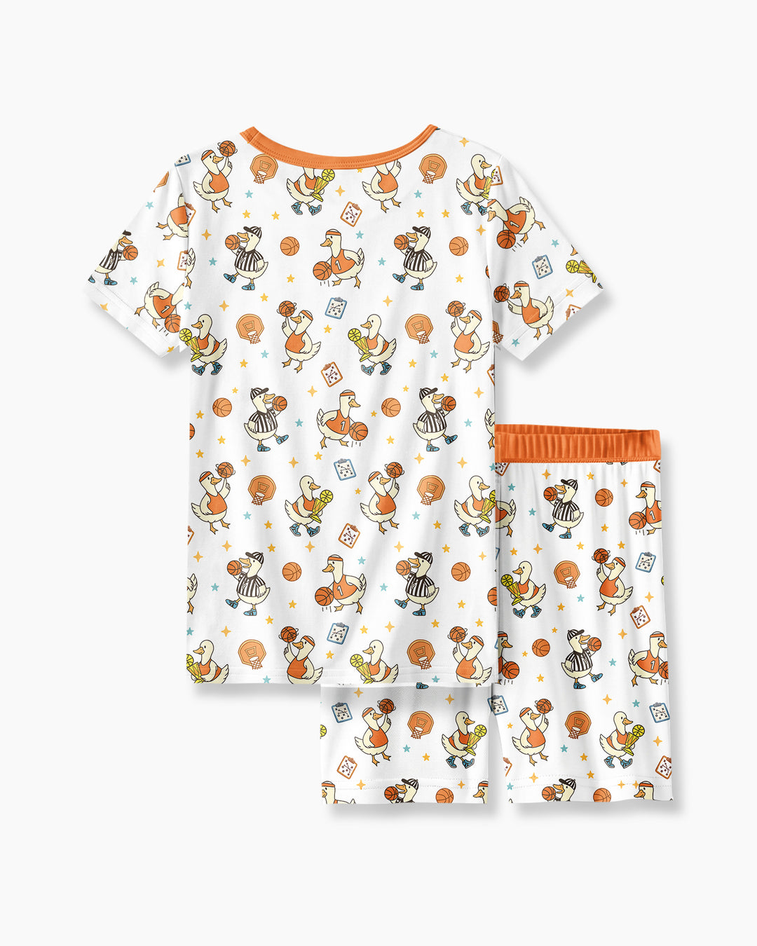 Silly Goose Playing Basketball Bamboo Two Piece Short Sleeve Shorts Pajama Set