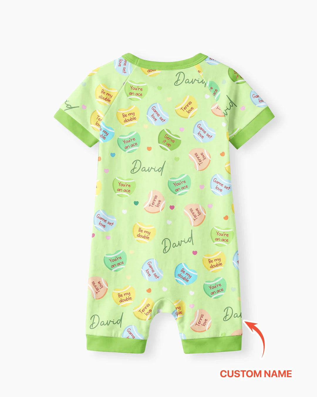 Custom Name Tennis Candy Hearts Bamboo Shorty Zippy