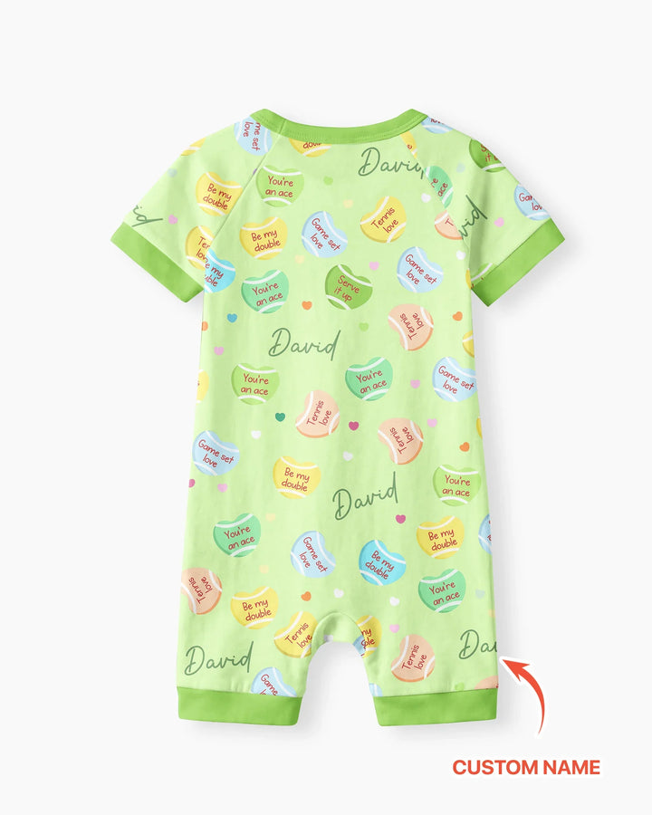 Custom Name Tennis Candy Hearts Bamboo Shorty Zippy