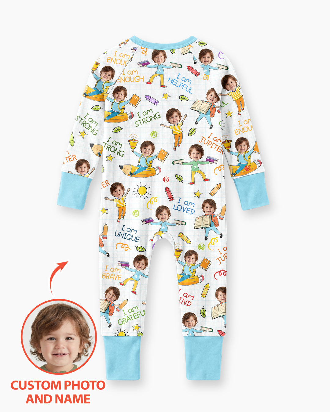 Custom Photo Kid Affirmations I Am Kind Bamboo Convertible Zippy