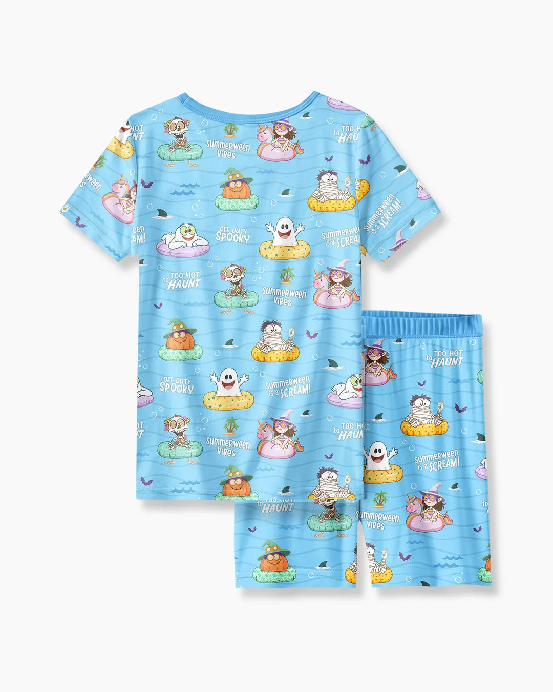 Summerween Cartoon Bamboo Two Piece Short Sleeve Shorts Pajama Set