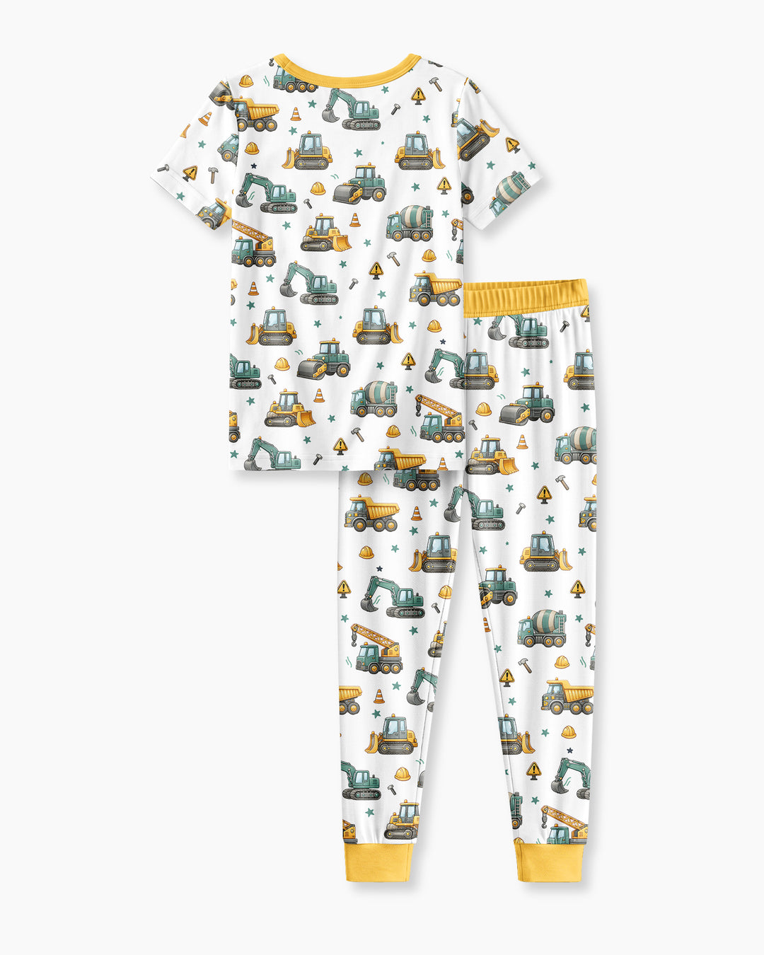 Construction Vehicles My God Is So Big Bamboo Two Piece Short Sleeve Pajama Set