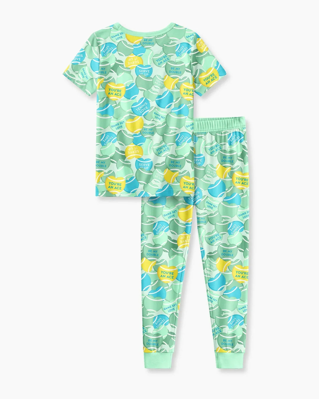 Tennis Candy Family Matching Bamboo Two Piece Short Sleeve Pajama Set