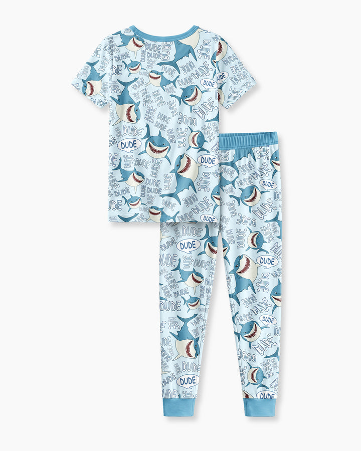 Dude Shark Bamboo Two Piece Short Sleeve Pajama Set