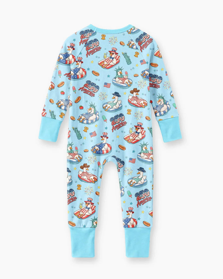 250 America Patriotic Goose Family Matching Bamboo Convertible Zippy