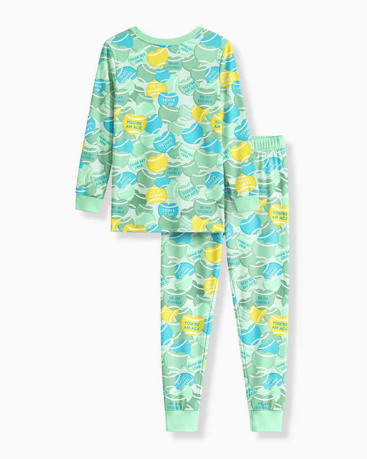 Tennis Candy Family Matching Bamboo Two Piece Long Sleeve Pajama Set