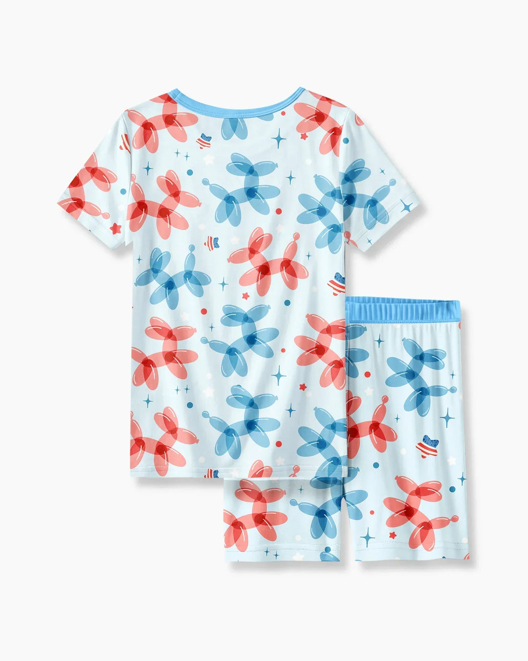 American Balloon Dog Party Bamboo Two Piece Short Sleeve Shorts Pajama Set