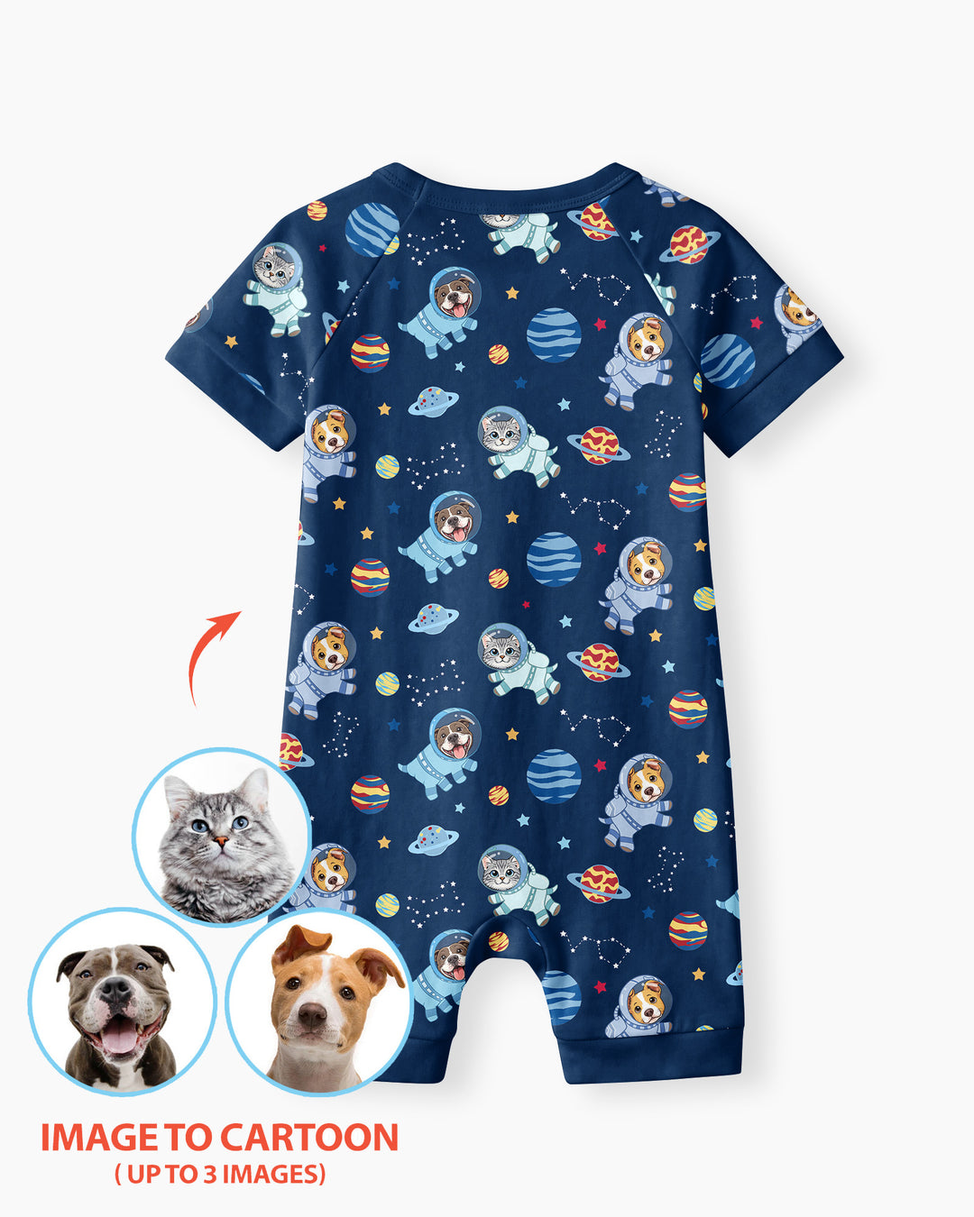 Astronaut Custom Pet Image Family Matching Bamboo Shorty Zippy