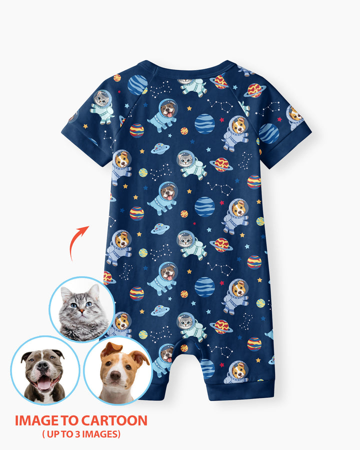 Astronaut Custom Pet Image Family Matching Bamboo Shorty Zippy