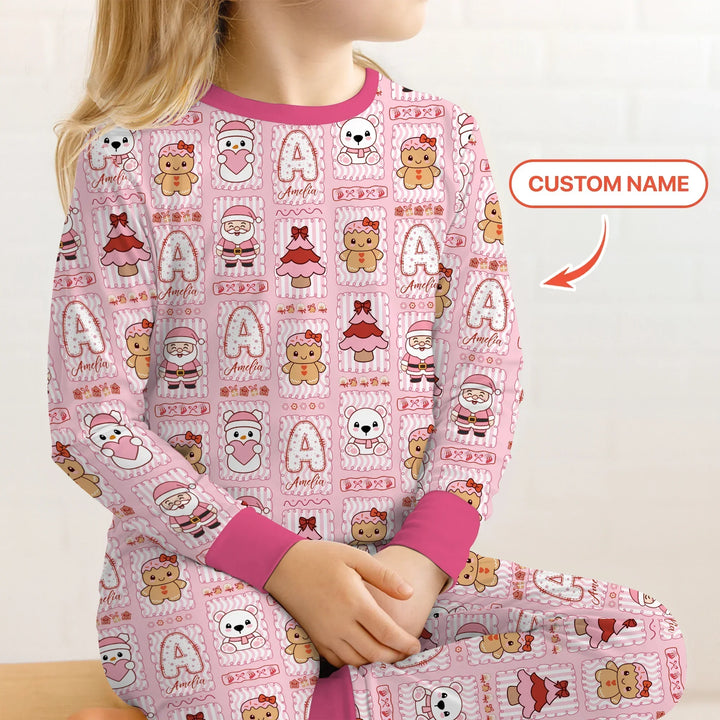 Custom Name Winter Wonderland Bamboo Two Piece Long Sleeve Pajama Set
