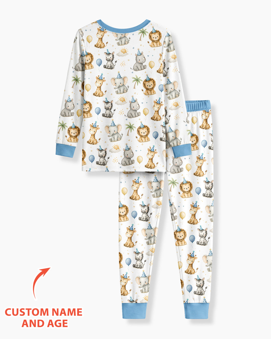 Custom Name Safari Animals When I Wake Up I Will Be Birthday Bamboo Two Piece Long Sleeve Pajama Set