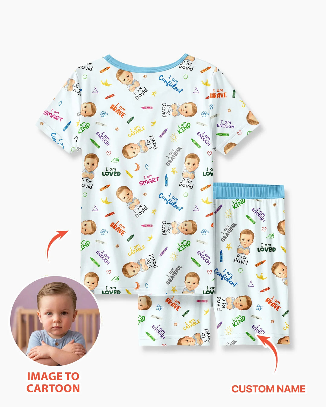 Kids Affirmations Custom  Bamboo Two Piece Short Sleeve Shorts Pajama Set