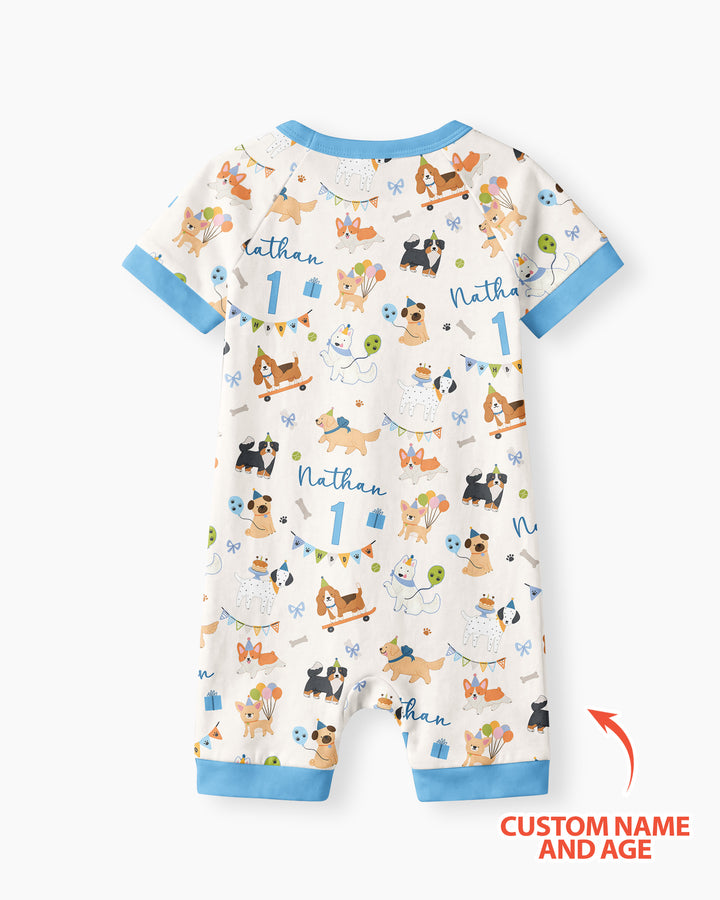Custom Name Birthday Dogs Party Bamboo Shorty Zippy