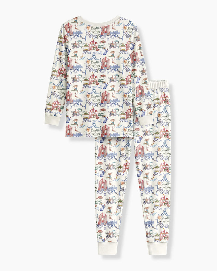 Vintage Lousiana Circus Toile Family Matching Bamboo Two Piece Long Sleeve Pajama Set