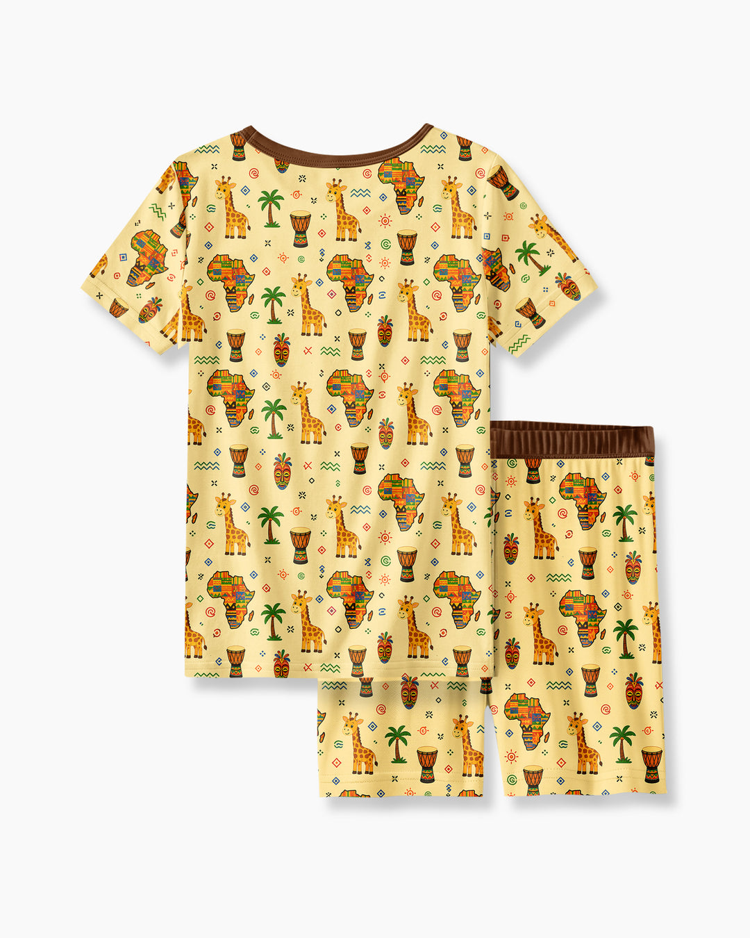 African Culture Bamboo Two Piece Short Sleeve Shorts Pajama Set