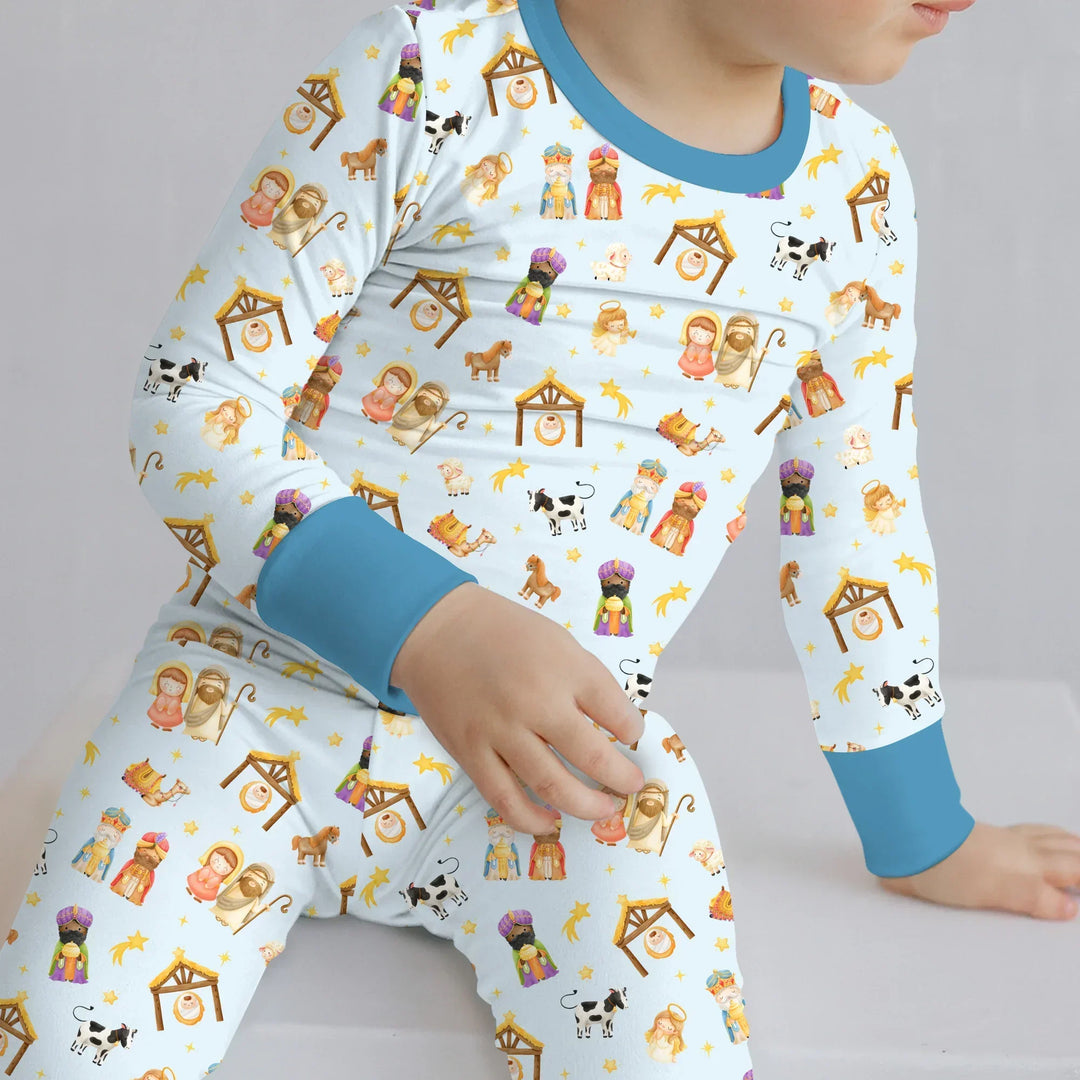 Away In A Manger Bamboo Two Piece Long Sleeve Pajama Set