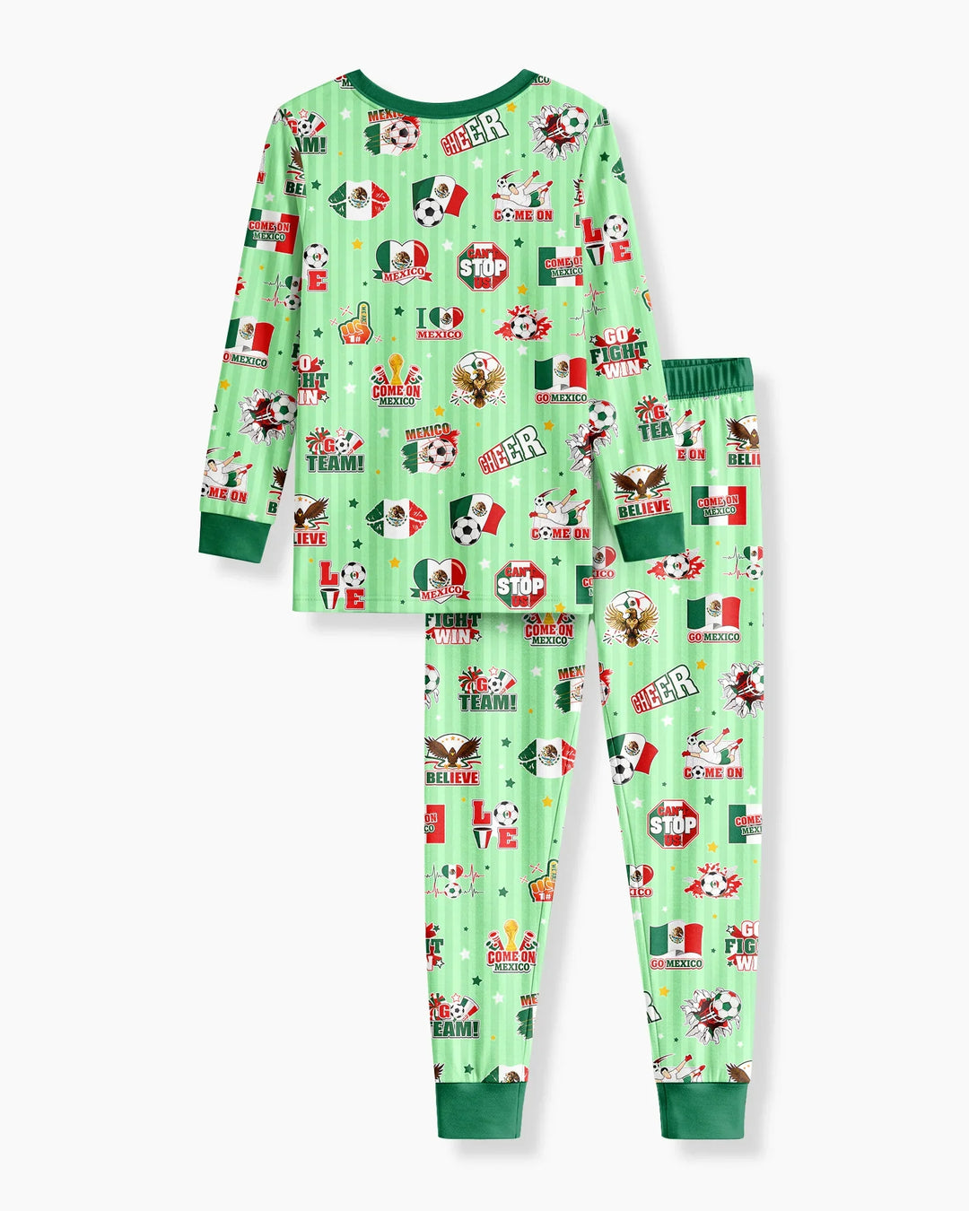 Soccer Game Day Go Team Mexico Family Matching Bamboo Two Piece Long Sleeve Pajama Set