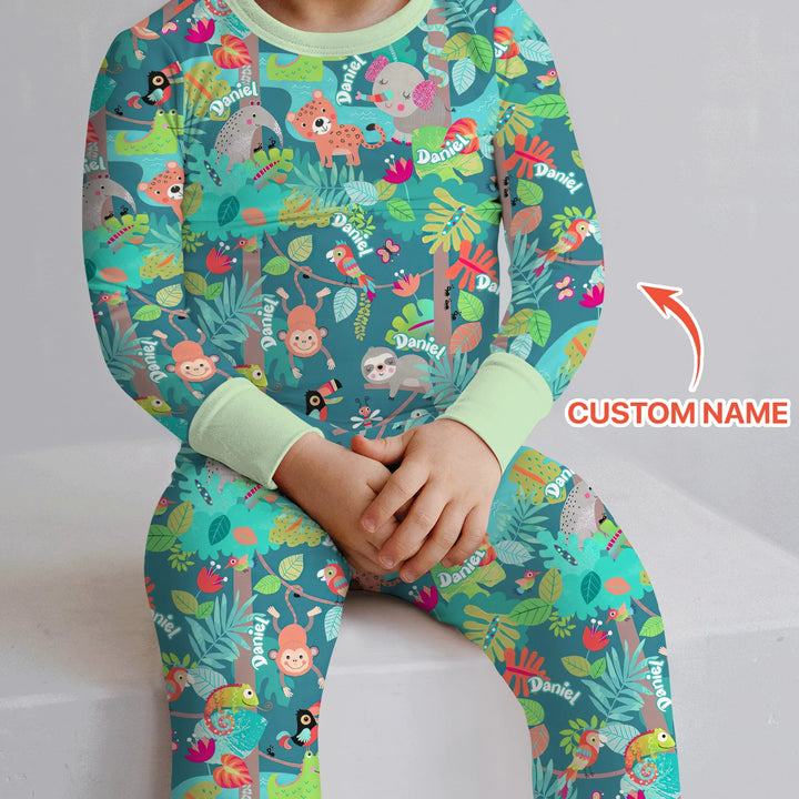Jungle Buddy Adventure Bamboo Two Piece Long Sleeve Pajama Set