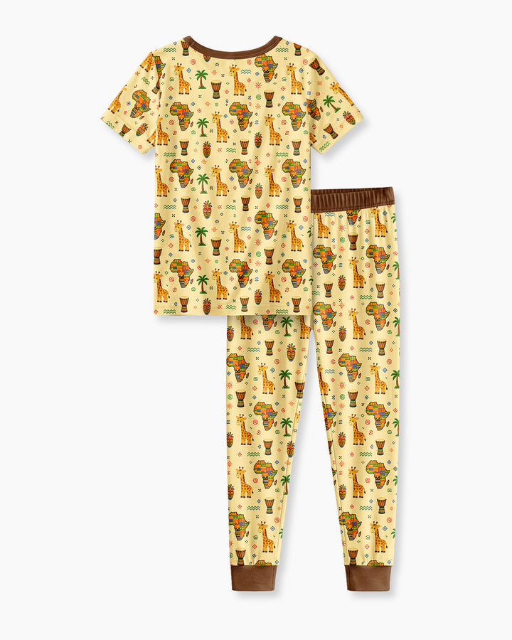 African Culture Bamboo Two Piece Short Sleeve Pajama Set