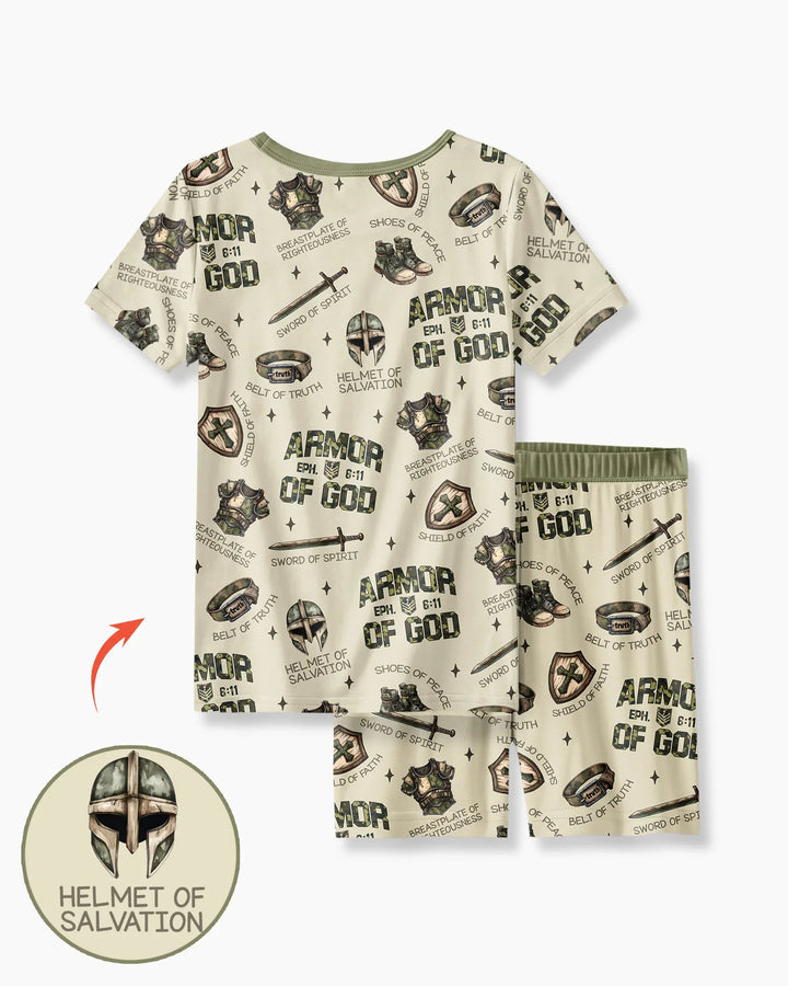 Camo Armor Of God Bamboo Two Piece Short Sleeve Shorts Pajama Set
